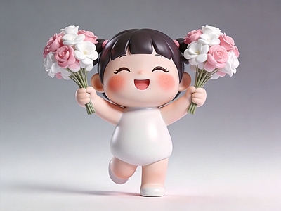 奶油风雕塑摆件 萌娃 雕塑 手办 美陈 小女孩