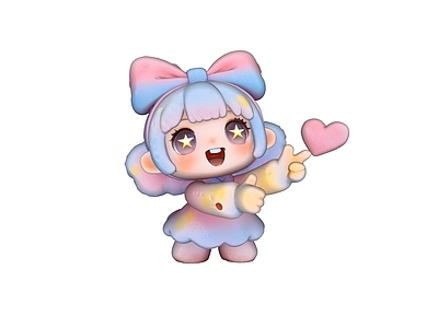 棉花糖风雕塑摆件 少女 雕塑 手办 潮玩 摆件