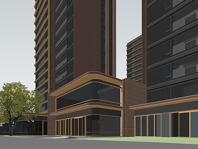 现代主义小区建筑 杭州滨江越秀 潮语鸣翠轩 高层住宅 示范区 会所