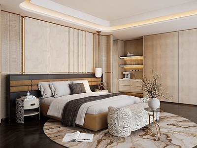 现代轻奢主卧 Sunrise Gallotti 意式轻奢宽屏床 静奢风主卧 现代轻奢主卧