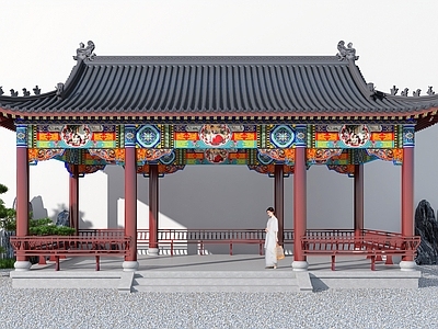新中式古建 水榭 轩榭 亭子 屋檐 仿古建筑