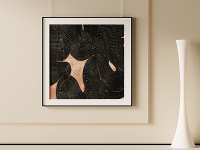 现代简约儿童挂画 方形挂画 抽象画 肌理画 黑白装饰画