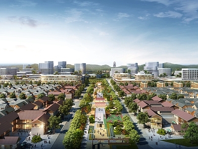 新中式鸟瞰规划 鄂尔多斯敖包设计 古建规划