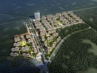 新中式鸟瞰规划 住宅 规划