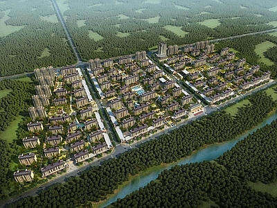 新中式鸟瞰规划 住宅鸟瞰 规划