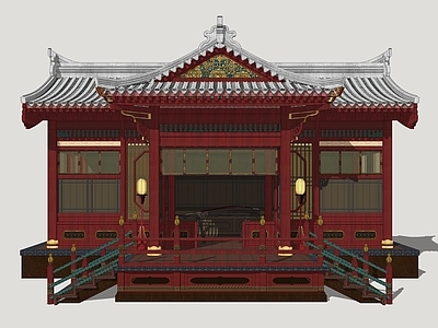中式古建古建筑 影视阁楼 水榭阁楼 唐风影视建筑 琴房