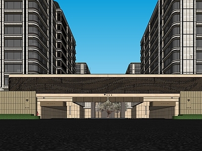 现代轻奢小区建筑 合肥招商玺 大门示范区 大区景观 小高层住宅 海派大门
