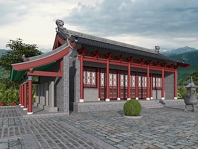 新中式古建 寺庙  大殿 庙宇
