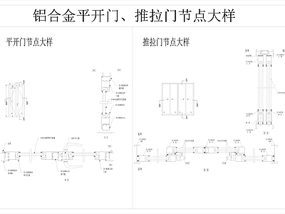 综合门节点 铝合金门节点大样 铝合金平开门节点 铝合金推拉门节点 平开门 推拉门