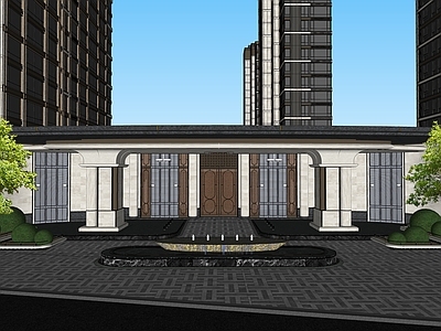 新中式入口大门 现代景观大门 酒店式大门 现代小区建筑门楼 现代门楼 景观门楼
