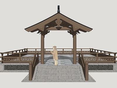 新中式古建筑 宋风建筑院门 古建舞台 古风院门