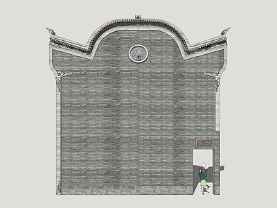 新中式古建筑 建筑山墙 封火墙 传统建筑山墙