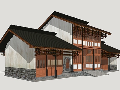 新中式民宿建筑 彝族古民居 彝族民宿 彝族民居建筑 彝族民房民居