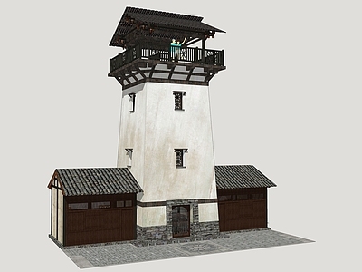 新中式风格建筑 彝族观景楼 彝族碉楼 彝族观景台 彝族村寨观景台