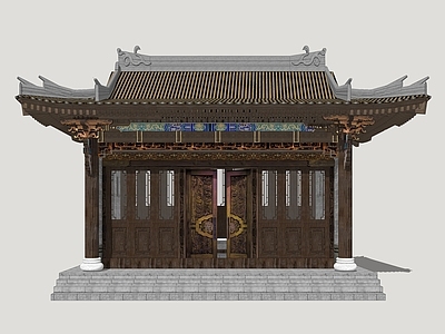 新中式古建筑 书院建筑 古典书院大门