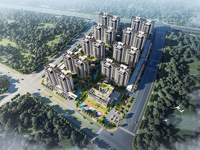 新中式小高层住宅楼 现代住宅