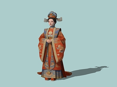 新中式虚拟人物 古装 女子 汉服 婚礼 礼服