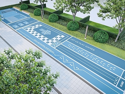 现代简约登高面 小区休闲区景观 健身活动场地 青年运动场 宅间 跑道