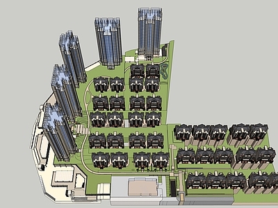 现代小区建筑 住宅底商 高层建筑 多层建筑 洋房 联排