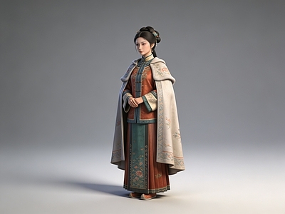 新中式虚拟人物 清代 汉服 袄裙 女子 人物