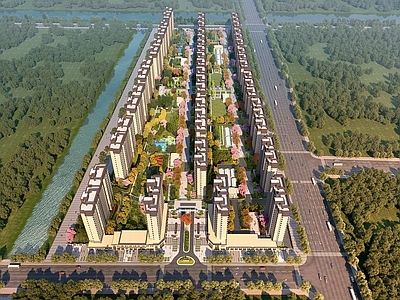 新中式小高层住宅楼 现代住宅