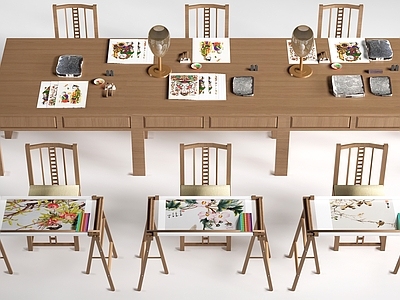 新中式工作台 现代刺绣工作台 刺绣工艺品 刺绣展台