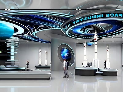 科技风科学展厅 科技展厅  航天科技  宇宙科技