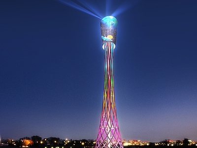 现代科技风艺术风格建筑 灯塔 雕塑