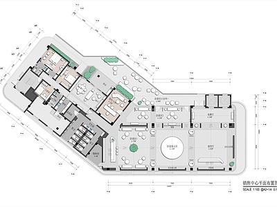 其他工装空间 销售中心平面图 售楼处平面方案图 样板房 彩平 平面方案
