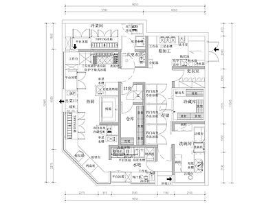 后厨 一百平厨房平面图 酒店后厨餐厅后厨