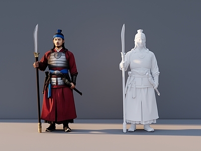 新中式虚拟人物 古代士兵 古代人物 古代人物雕塑