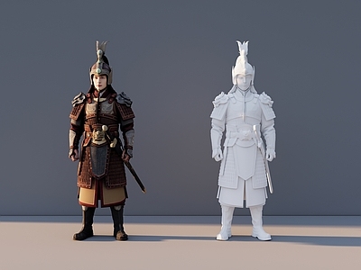 新中式虚拟人物 古代士兵 古代人物 古代人物雕塑