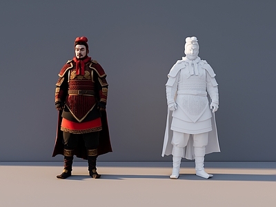 新中式虚拟人物 古代士兵 古代人物 古代人物雕塑