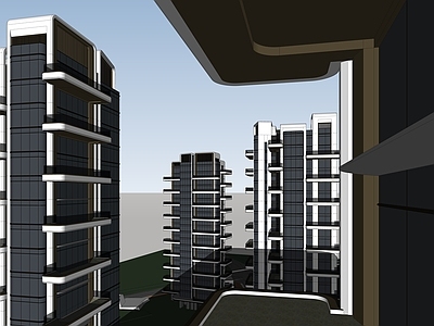 现代主义小高层住宅楼 四代宅 豪宅立面