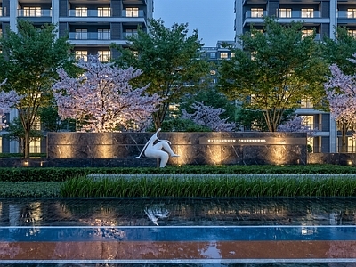 现代简约景墙 现代小区对景墙 现代小区景墙 现代小区景观