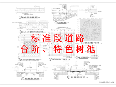 其他景观 标准段道路 台阶 特色树池