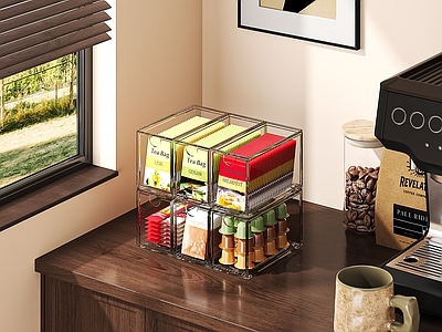 奶油风厨房用品 咖啡用品 咖啡胶囊 茶包 咖啡条 复古木桌