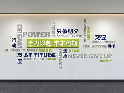 现代简约文化墙 办公文化墙 企业文化墙 励志标语