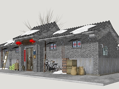 中式复古四合院 老北京民居 老北京胡同民房 北京民房建筑 四合院民居
