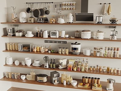 现代简约厨房用品 厨房电器 调料瓶 电饭锅 厨具餐具 锅具碗具