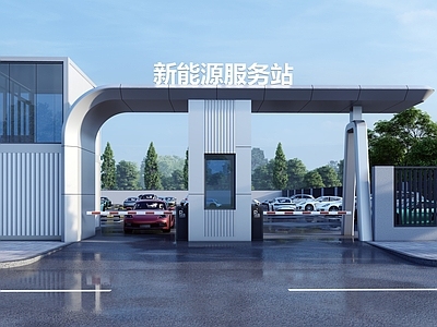 现代简约入口大门 入口大门 停车场入口 小区入口大门