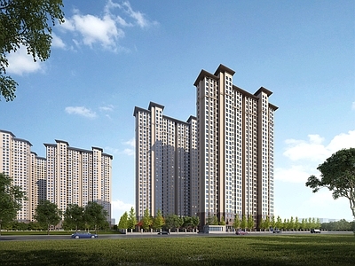 新中式小高层住宅楼 现代住宅