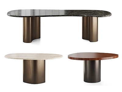 意式极简餐桌 MINOTTI 意式轻奢餐桌 贝塞尔餐桌 石材金属餐桌 大理石餐桌