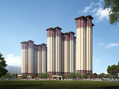 新中式小高层住宅楼 现代高层住宅