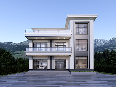 现代简约独栋别墅 自建房 二层半自建房 自建房设计