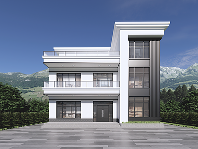 现代简约独栋别墅 自建房 独栋别墅 二层自建房