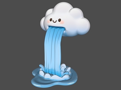 卡通萌趣风其他摆件 云瀑布流水艺术