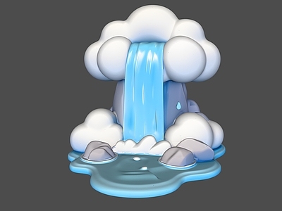 卡通风格其他摆件 云瀑布流水