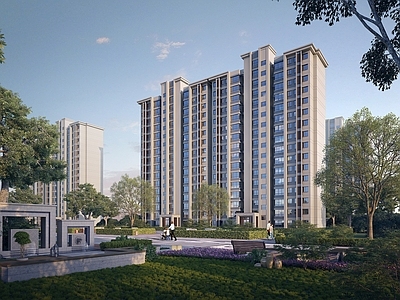 新中式小高层住宅楼 现代住宅