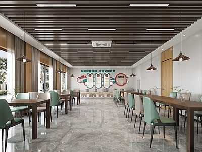 新中式学生食堂 餐厅 食堂 洗手区 员工食堂